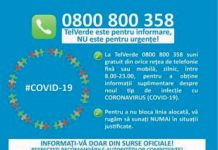 0800.0800.358 – telverde DOAR pentru informare COVID-19