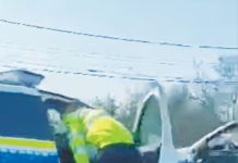 O mașină de Poliție, implicată într-un accident rutier pe DN1B, la Valea Călugărească