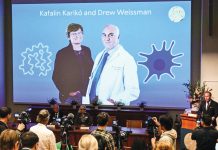 Premiul Nobel 2023 a fost acordat pentru descoperiri privind modificările bazelor nucleozidice care au permis dezvoltarea unor vaccinuri ARN mesager eficiente împotriva COVID-19