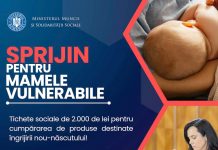 MMSS: Tichete sociale în valoare de 2.000 de lei, pentru femeile din categorii vulnerabile, care au născut începând cu 12 aprilie 2024