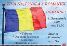 Ziua Națională a României va fi marcată și la Comarnic